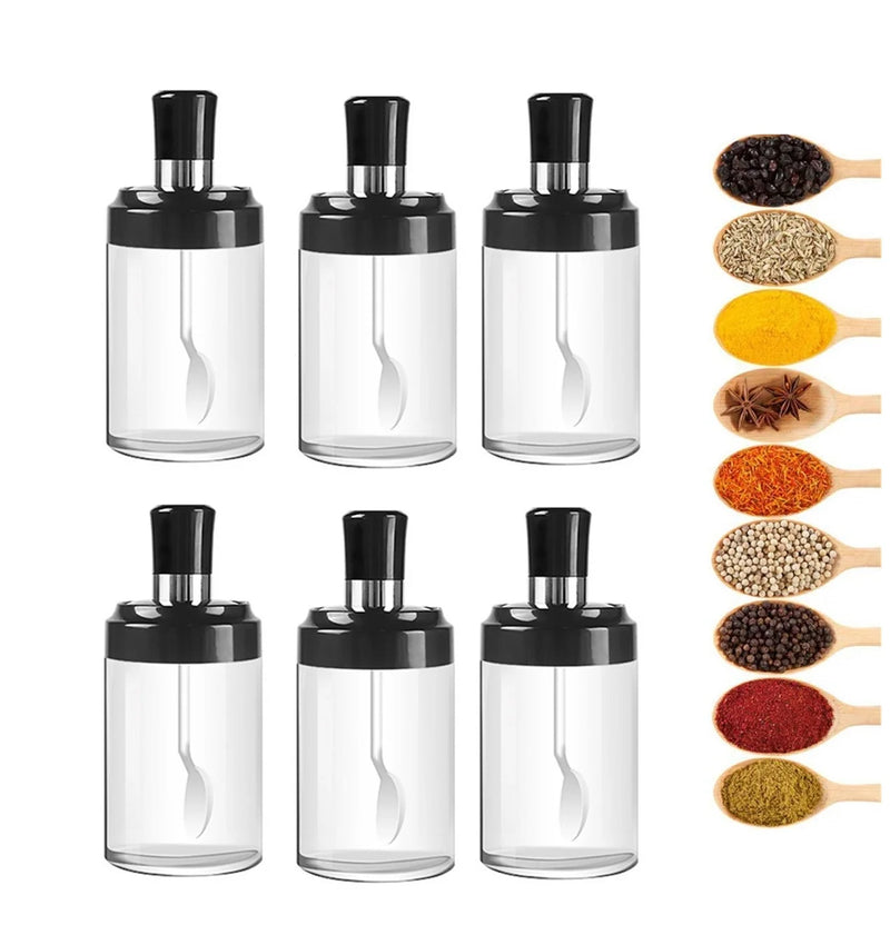 6 Door Seasoning Kit with Sugar Salt Condiment Spoon