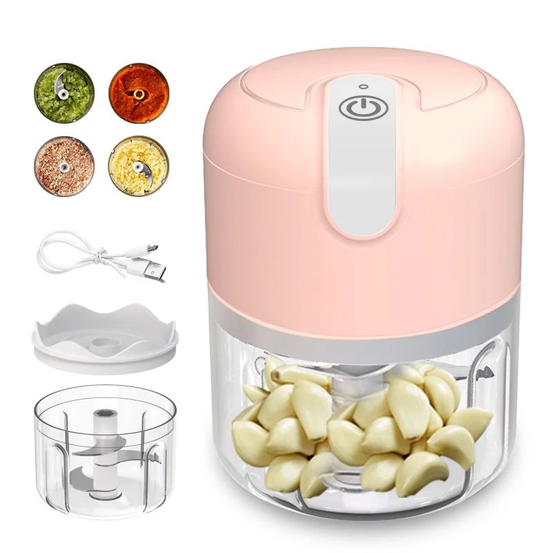 Mini Electric Portable Food Processor 3 Blades USB 250 ml Bivolt