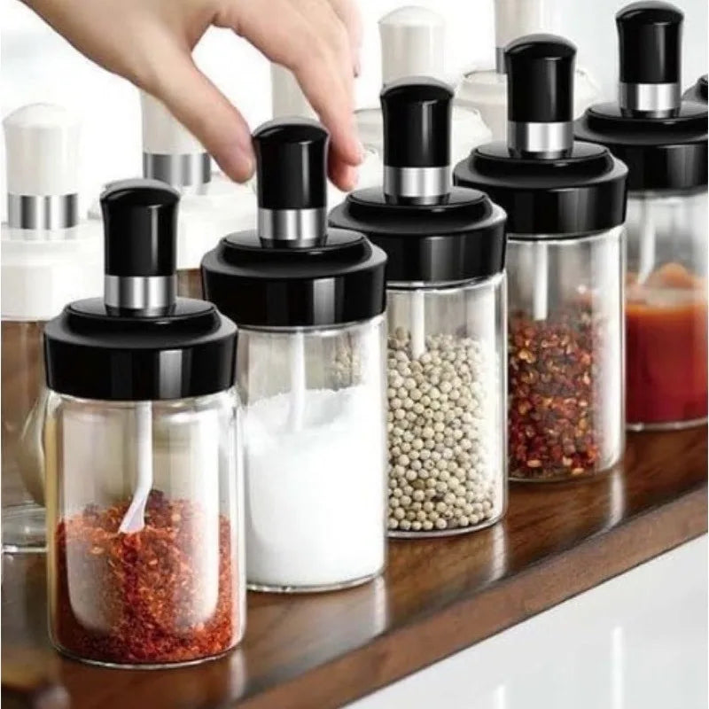 6 Door Seasoning Kit with Sugar Salt Condiment Spoon