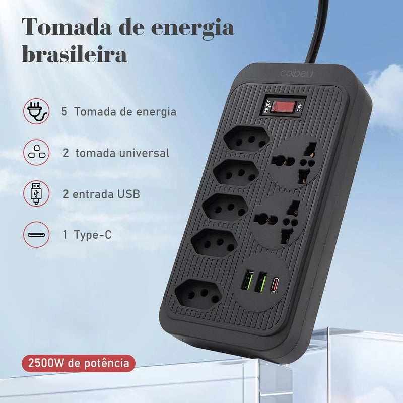 Extension Outlet, Line Filter, Power Extension, USB Socket, Plug, Water Plug, Brazil Line Filter, 100-220V,10A