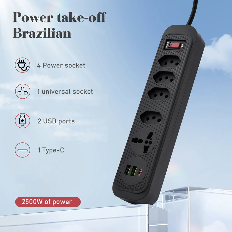 Extension Outlet, Line Filter, Power Extension, USB Socket, Plug, Water Plug, Brazil Line Filter, 100-220V,10A